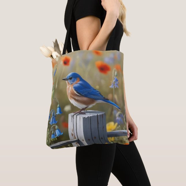 Little Blue Bird Tote Bag (Close Up)