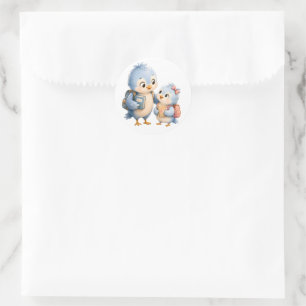 Little Blue Birds Circle Sticker