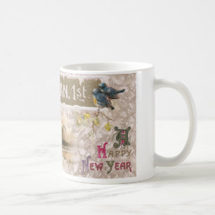 Little Blue Birds Tweet the New Year Coffee Mug