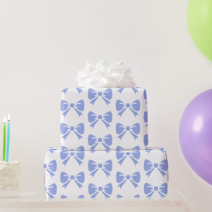 Little Blue Bow Baby Shower Boy Birthday  Wrapping Paper