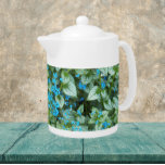 Little Blue Brunnera Flowers Floral<br><div class="desc">White ceramic teapot with lid that features a photo image of the little,  blue flowers and variegated leaves of the Brunnera Jack Frost plant. A lovely,  floral design!</div>