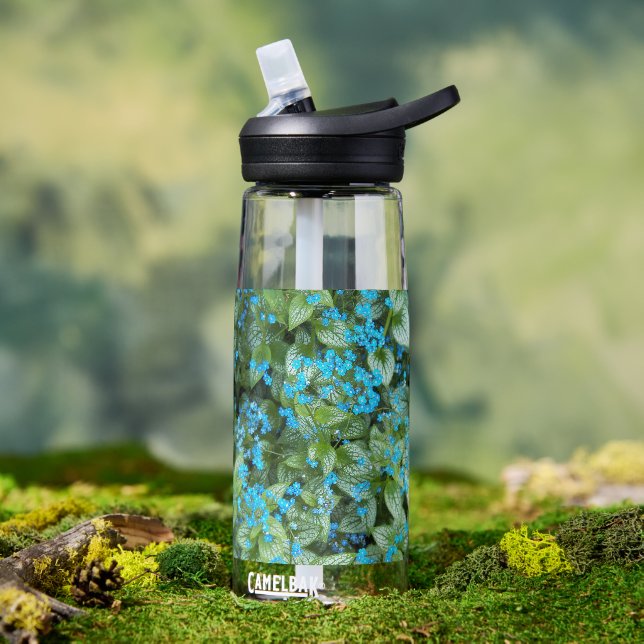 Little Blue Brunnera Flowers Floral Water Bottle (Outdoor)