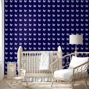 Little Blue Butterflies Repeat Baby Nursery Kids  Wallpaper