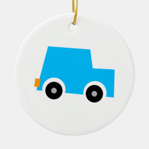 Little Blue Car Ceramic Tree Decoration