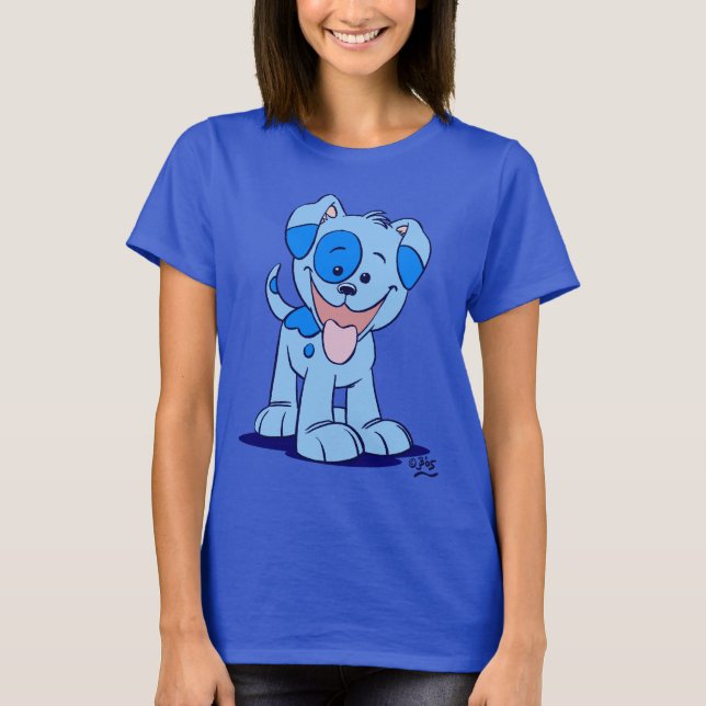 Little blue cartoon puppy Women T-shirt (Front)