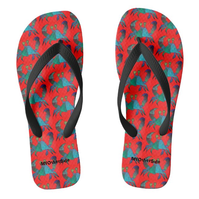 Little Blue Crab Pattern Flip Flops (Footbed)