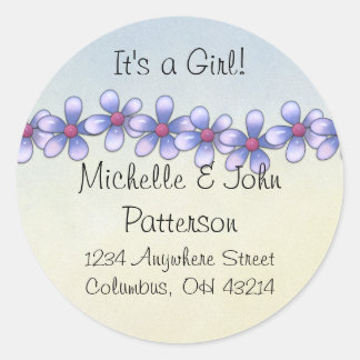 Little Blue Daisy Flowers Return Address Labels