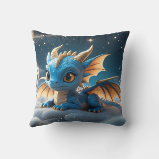 Little blue dino on a cloud cushion