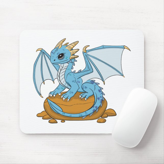 Little Blue Dragon Mouse Mat (With Mouse)