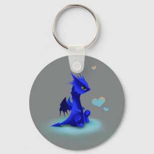 Little blue dragon of love key ring