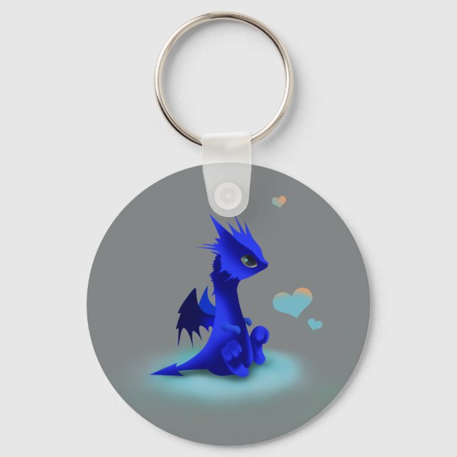 Little blue dragon of love key ring (Front)
