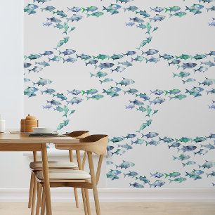 Little Blue Fish Nautical Wallpaper