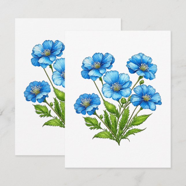 Little Blue Flowers Enclosure Card (Front/Back)