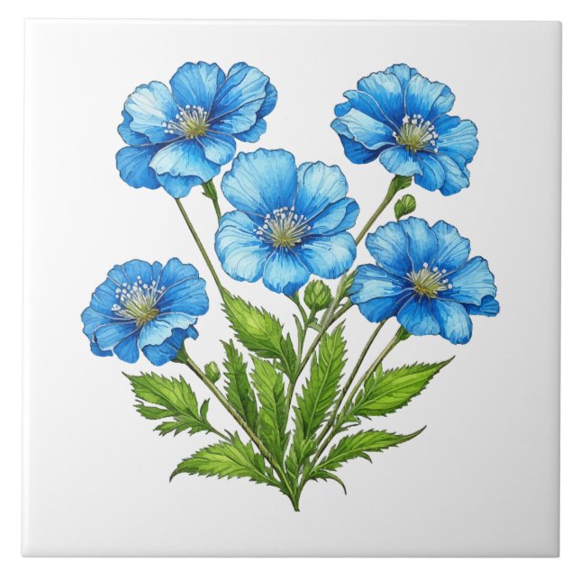 Little Blue Flowers Tile (Front)