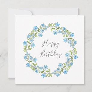 Little Blue Flowers Wreath Card