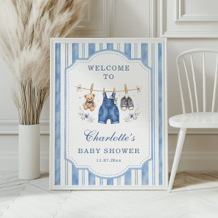 Little Blue Jean Baby Girl Shower Welcome poster