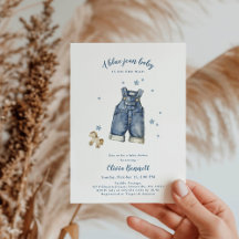 Little Blue Jean Baby On The Way Shower Invitation