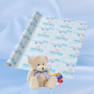Little Blue Lamb Baby shower wrapping paper