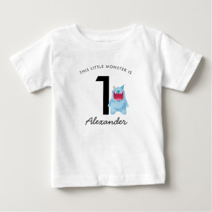 Little Blue Monster Birthday   Any Age Baby T-Shirt
