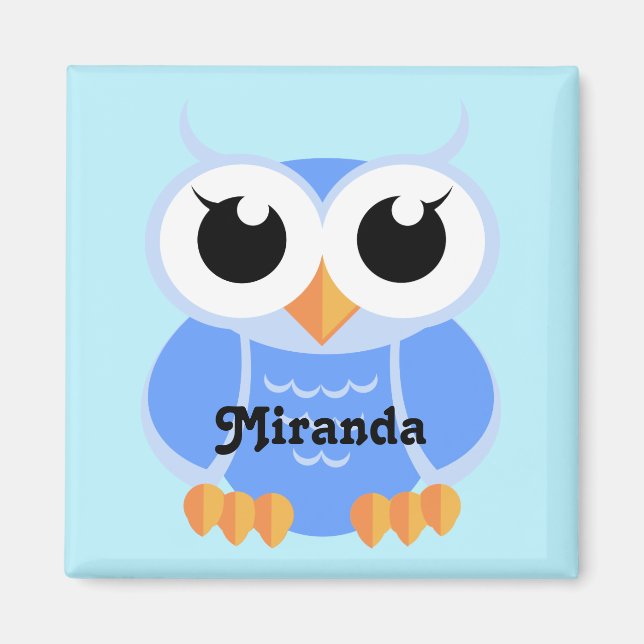 "Little Blue Owl" - personalised Magnet (Front)