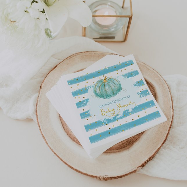 Little Blue Pumpkin Fall Autumn Baby Shower  Napkin (Creator Uploaded)