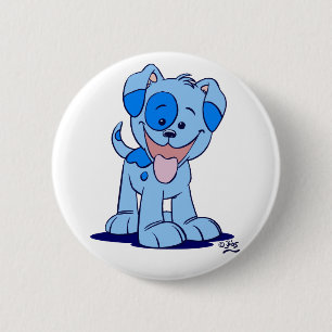 Little blue puppy button badge
