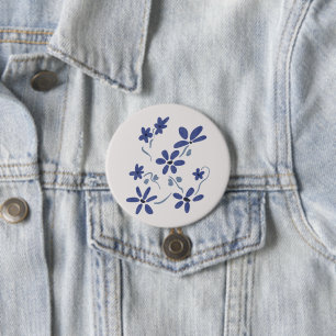 Little Blue Romantic Flowers 7.5 Cm Round Badge