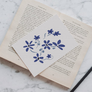 Little Blue Romantic Flowers Postcard