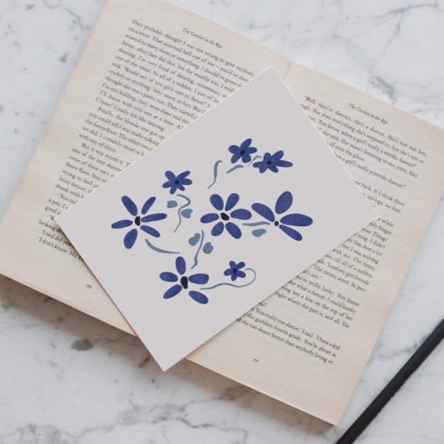 Little Blue Romantic Flowers Postcard (Creator Uploaded)