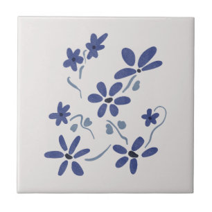 Little Blue Romantic Flowers Tile