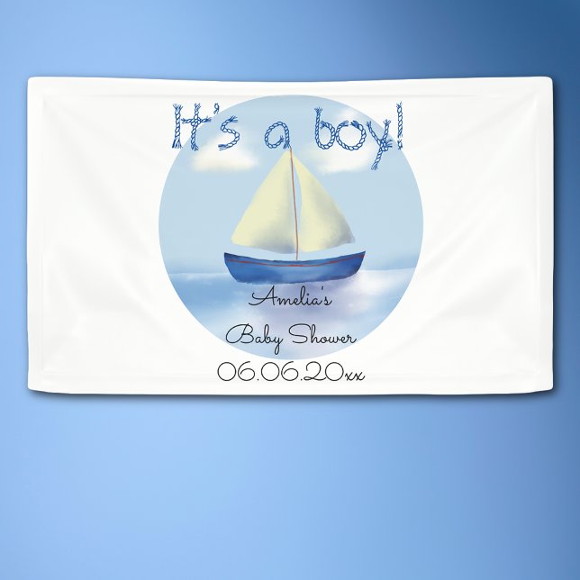 Little Blue Sailboat Boys Baby Shower Banner (Creator Uploaded)