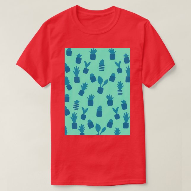 Little Blue Teracotta Plant Pots T-Shirt (Design Front)