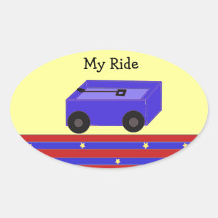 LIttle Blue Wagon Oval Sticker