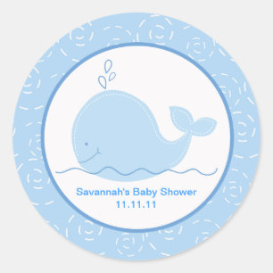 Little Blue Whale Favour Stickers 3-inch