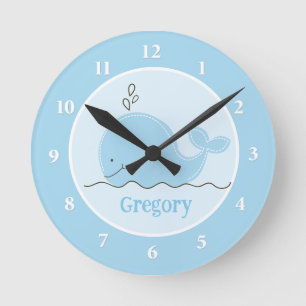 Little Blue Whale Personalised Wall Clock