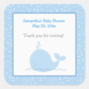 Little Blue Whale SQUARE Favour Sticker