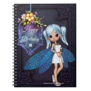 Little Blue Wing Fairy Happy Birthday Note Book