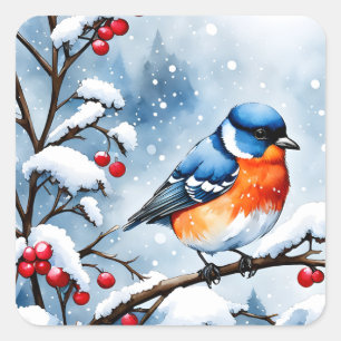 Little Bluebird in the Snow Square Sticker