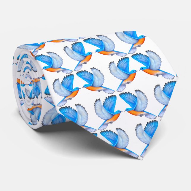 Little Bluebirds of Happiness Men's Tie (Rolled)