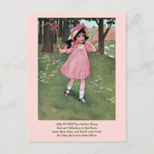 Little Bo-Peep and Missing Sheep Nursery Rhyme Postcard