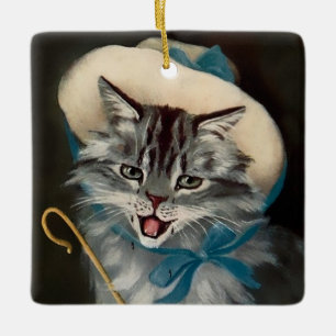 “Little Bo-Peep” Cat Art by GL Barnes Ceramic Ornament