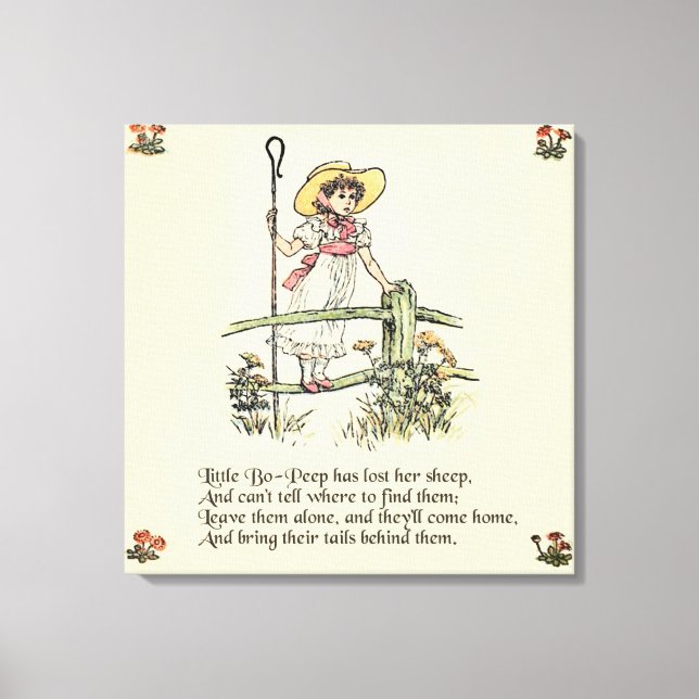 Little Bo-Peep: Classic Kate Greenaway Nursery Canvas Print (Front)