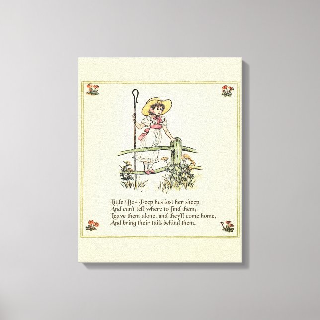 Little Bo-Peep: Classic Kate Greenaway Nursery Canvas Print (Front)
