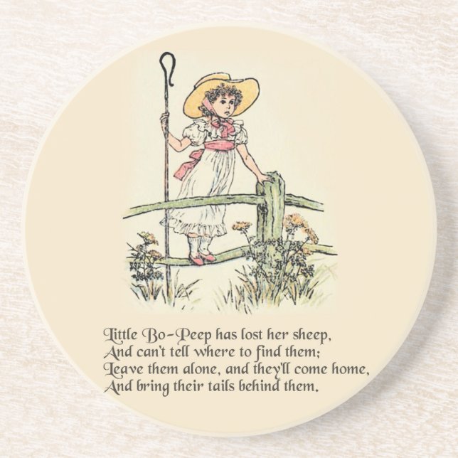 Little Bo-Peep: Classic Kate Greenaway Nursery Coaster (Front)