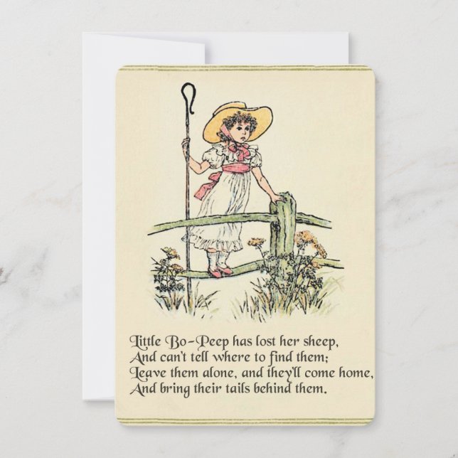 Little Bo-Peep: Classic Kate Greenaway Nursery Invitation (Front)