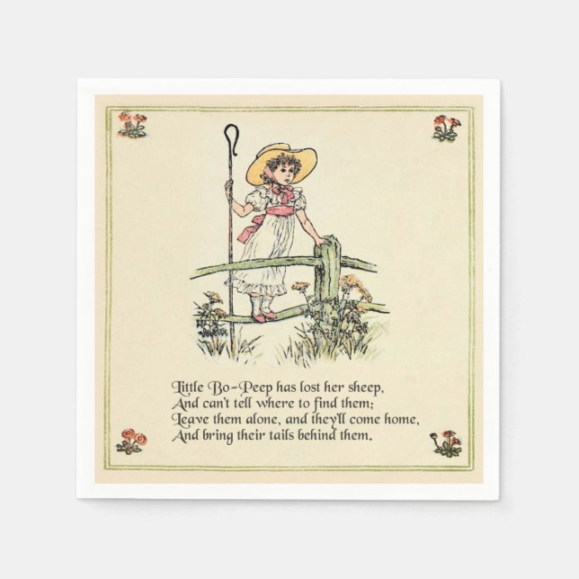 Little Bo-Peep: Classic Kate Greenaway Nursery Napkin (Front)