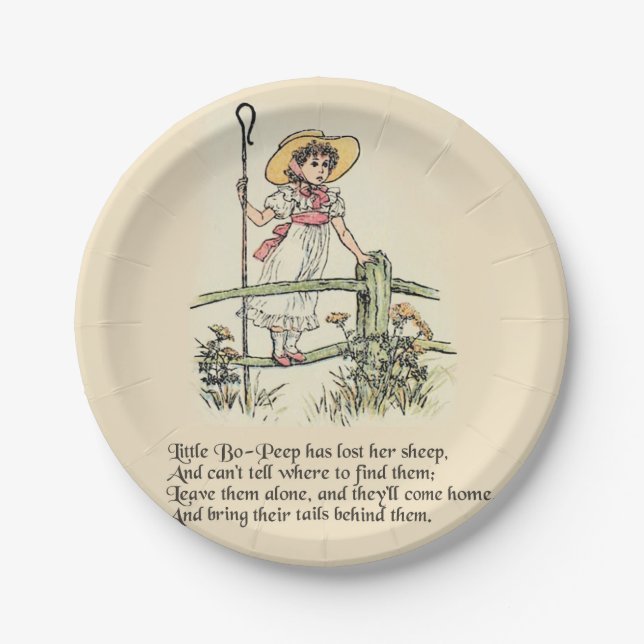 Little Bo-Peep: Classic Kate Greenaway Nursery Paper Plate (Front)