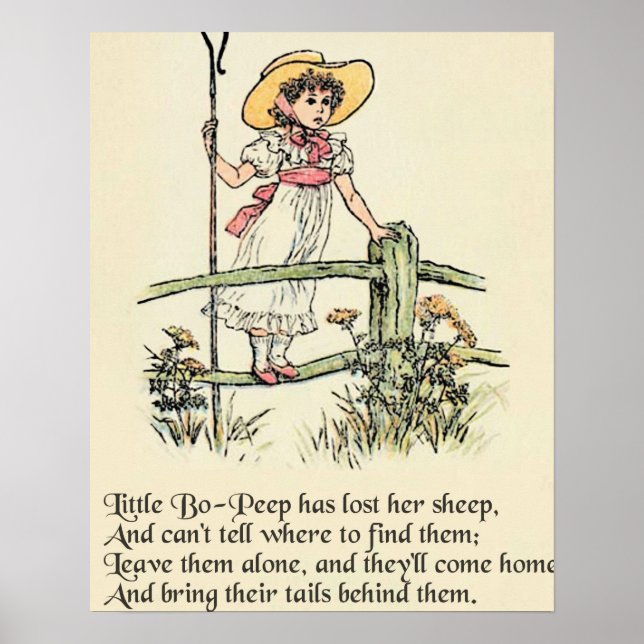 Little Bo-Peep: Classic Kate Greenaway Nursery Poster (Front)