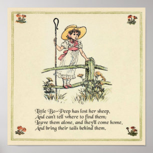 Little Bo-Peep: Classic Kate Greenaway Nursery Poster