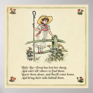 Little Bo-Peep: Classic Kate Greenaway Nursery Poster